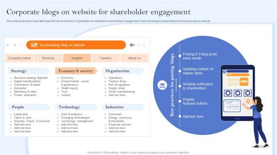 Corporate Blogs On Website For Shareholder Engagement Communication Channels And Strategies