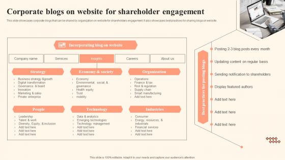 Corporate Blogs On Website For Shareholder Engagement Shareholder Communication Bridging