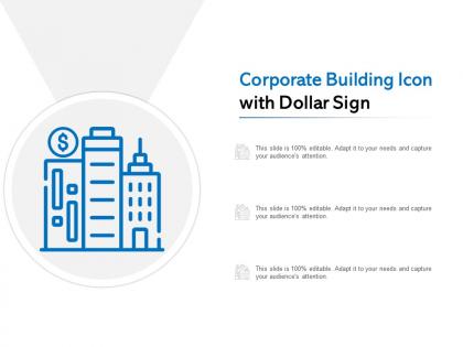 Corporate building icon with dollar sign