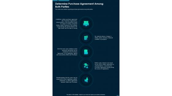 Corporate Buying Determine Purchase Agreement Among Both Parties One Pager Sample Example Document