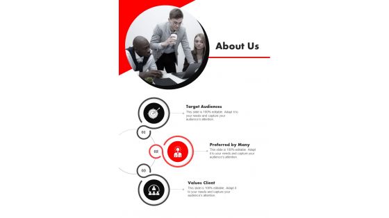 Corporate Cab Proposal For About Us One Pager Sample Example Document