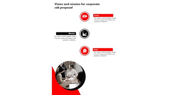 Corporate Cab Proposal For Vision And Mission One Pager Sample Example Document