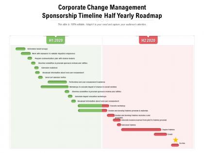 Corporate change management sponsorship timeline half yearly roadmap