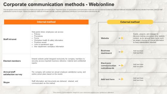 Corporate Communication Methods Web Online Stakeholder Communication Strategy SS V