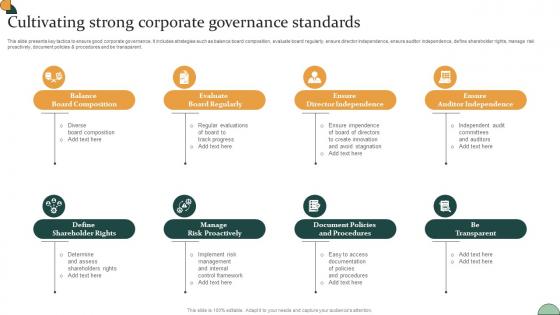 Corporate Compliance Strategy Cultivating Strong Corporate Governance Standards Strategy SS V