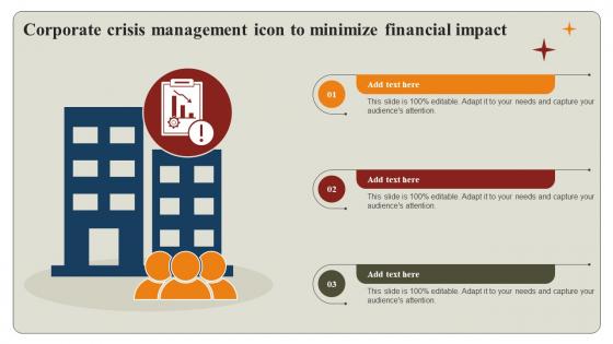 Corporate Crisis Management Icon To Minimize Financial Impact