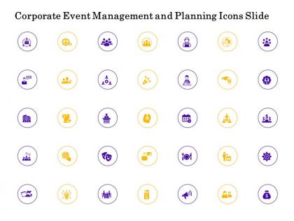 Corporate event management and planning icons slide