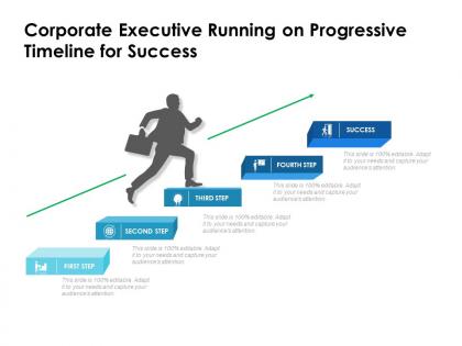 Corporate executive running on progressive timeline for success