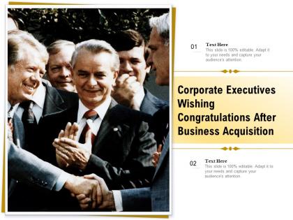 Corporate executives wishing congratulations after business acquisition