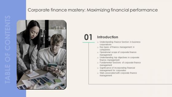 Corporate Finance Mastery Maximizing Financial Performance Table Of Contents FIN SS