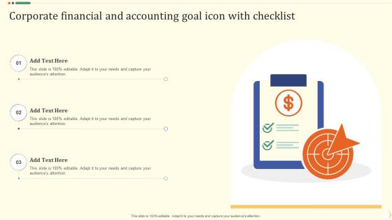 Corporate Financial And Accounting Goal Icon With Checklist