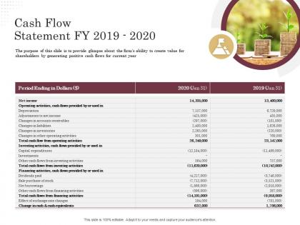 Corporate financing through debt vs equity cash flow statement fy 2019 to 2020 ppt powerpoint styles