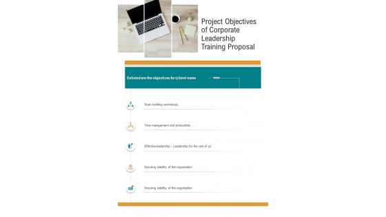 Corporate Leadership Training Proposal Of Project Objectives One Pager Sample Example Document