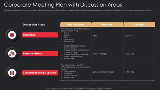 Corporate Meeting Plan With Discussion Areas
