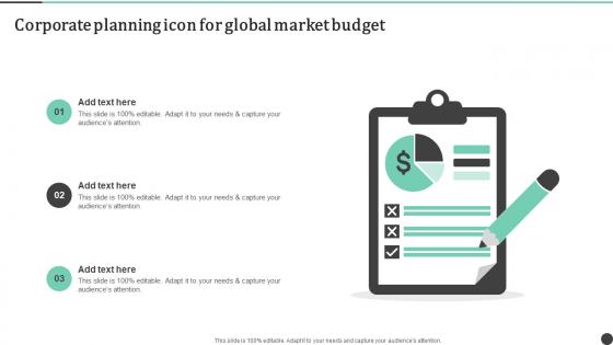 Corporate Planning Icon For Global Market Budget