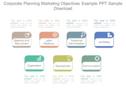 Corporate planning marketing objectives example ppt sample download
