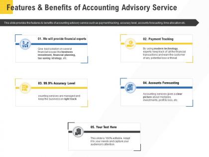 Corporate service providers features and benefits of accounting advisory service ppt ideas