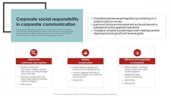 Corporate Social Responsibility In Corporate Communication Strategy Framework