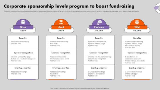 Corporate Sponsorship Levels Program To Boost Fundraising