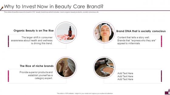 Cosmetic Company Pitch Deck Why To Invest Now In Beauty Care Brand