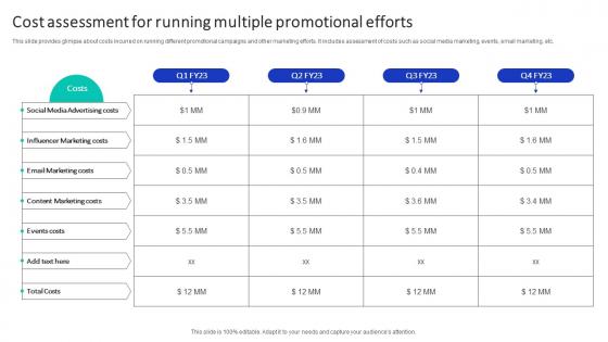 Cost Assessment For Running Multiple Efficient Marketing Campaign Plan Strategy SS V