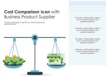 Cost comparison icon with business product supplier