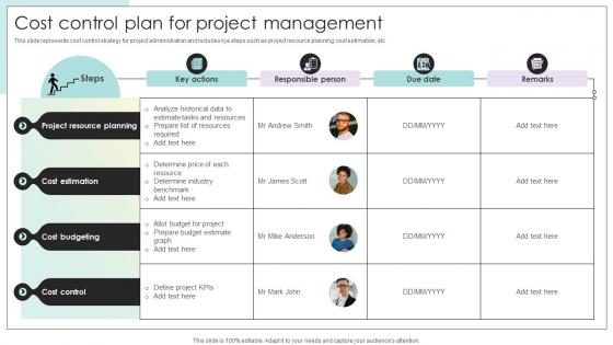 Cost Control Plan For Project Management