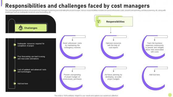 Cost Efficiency Strategies For Reducing Responsibilities And Challenges Faced By Cost Managers