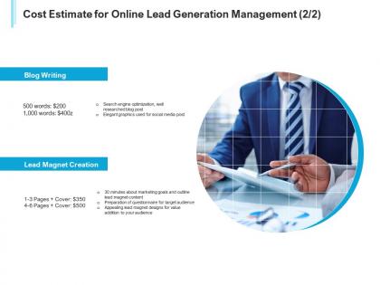 Cost estimate for online lead generation management social ppt powerpoint maker
