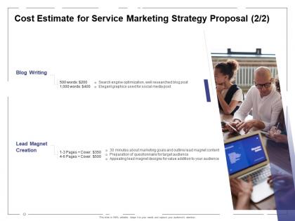 Cost estimate for service marketing strategy proposal ppt powerpoint presentation model topics