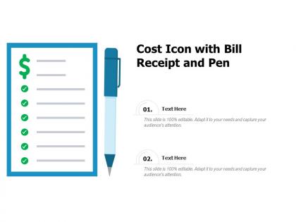 Cost icon with bill receipt and pen