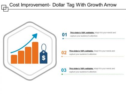 Cost improvement dollar tag with growth arrow