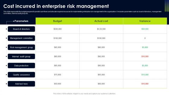 Cost Incurred In Enterprise Risk Management Operational Risk Management Strategic