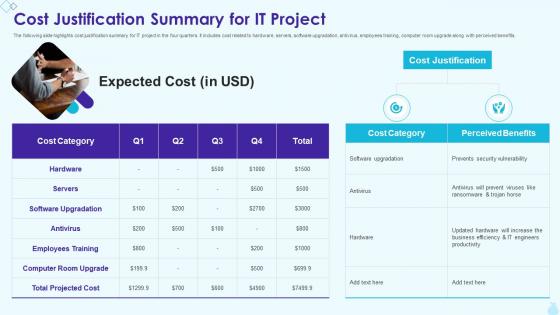 Cost Justification Summary For It Project