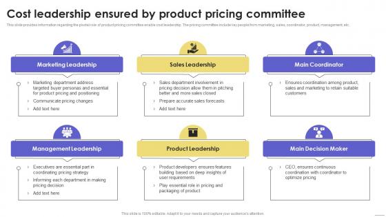 Cost Leadership Ensured By Product Pricing Sustainable Multi Strategic Organization Competency