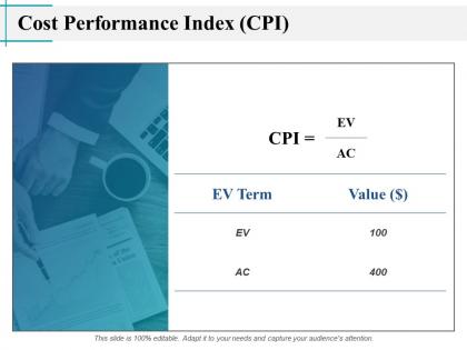 Cost performance index cpi value ppt powerpoint presentation slides layout