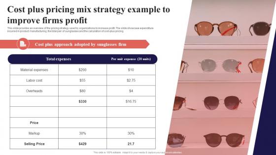 Cost Plus Pricing Mix Strategy Example To Improve Organization Function Strategy SS V