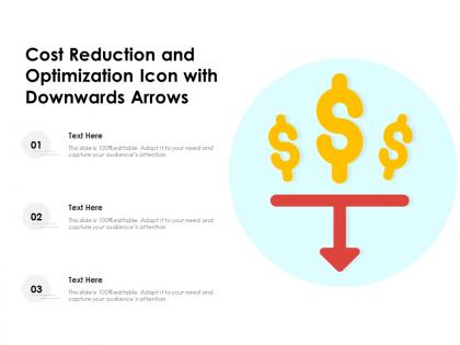 Cost reduction and optimization icon with downwards arrows