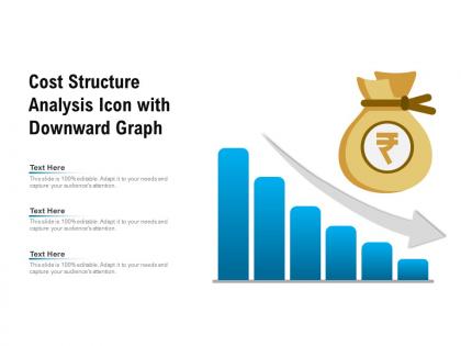Cost structure analysis icon with downward graph