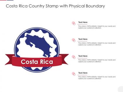 Costa rica country stamp with physical boundary