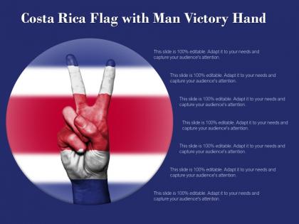 Costa rica flag with man victory hand