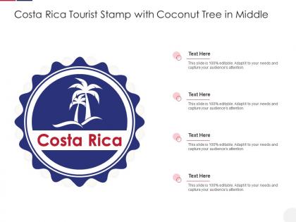 Costa rica tourist stamp with coconut tree in middle