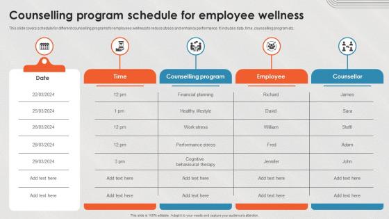 Counselling Program Schedule For Employee Wellness
