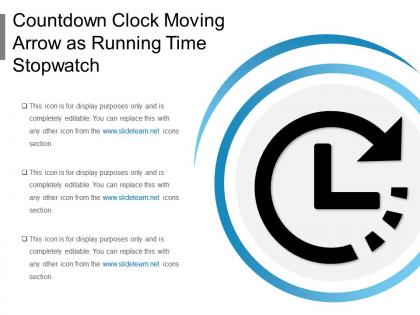 Countdown clock moving arrow as running time stopwatch