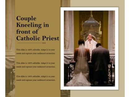 Couple kneeling in front of catholic priest