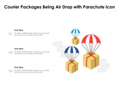 Courier packages being air drop with parachute icon