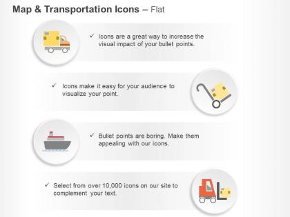 Courier van ship forklift shipping system ppt icons graphics