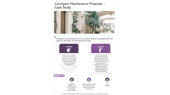 Courtyard Maintenance Proposal Case Study One Pager Sample Example Document