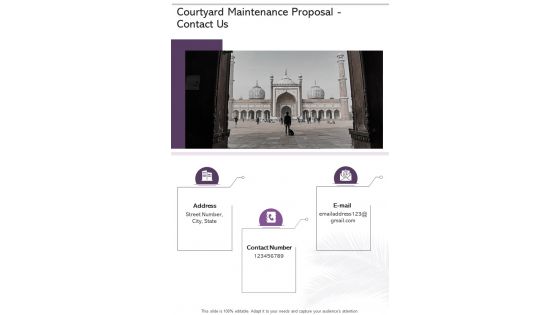 Courtyard Maintenance Proposal Contact Us One Pager Sample Example Document