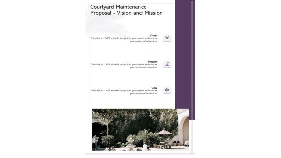 Courtyard Maintenance Proposal Vision And Mission One Pager Sample Example Document
